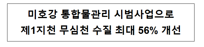 미호강 통합물관리 시범사업으로 제1지천 무심천 수질 최대 56% 개선