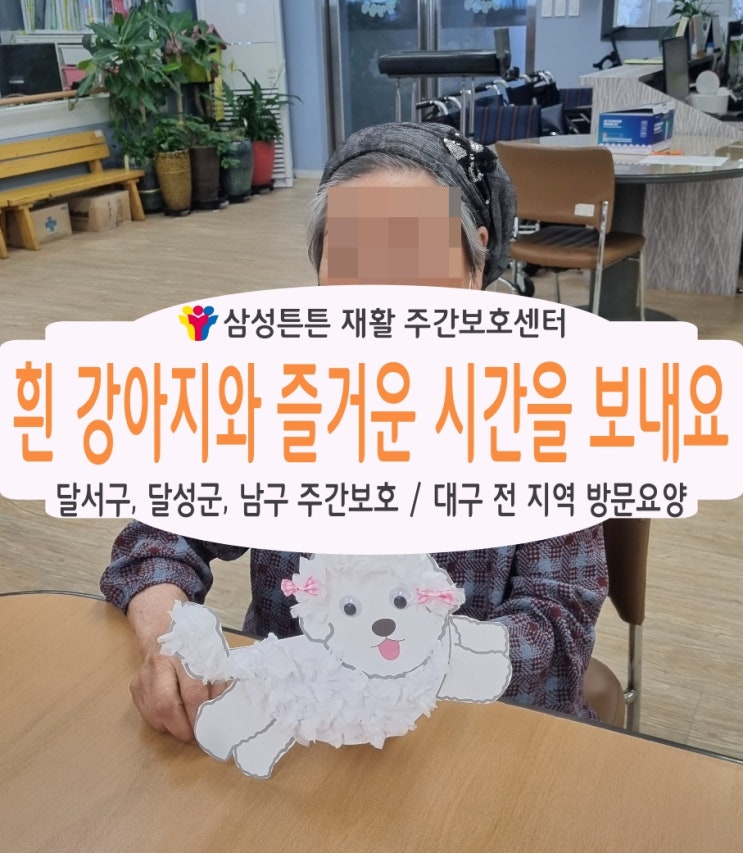  대구 성당동 주간보호센터 삼성튼튼에서 강아지와 즐거운 시간을