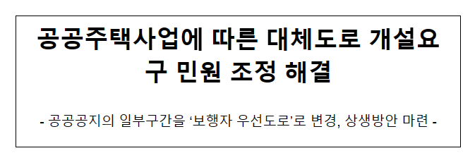 공공주택사업에 따른 대체도로 개설요구 민원 조정 해결