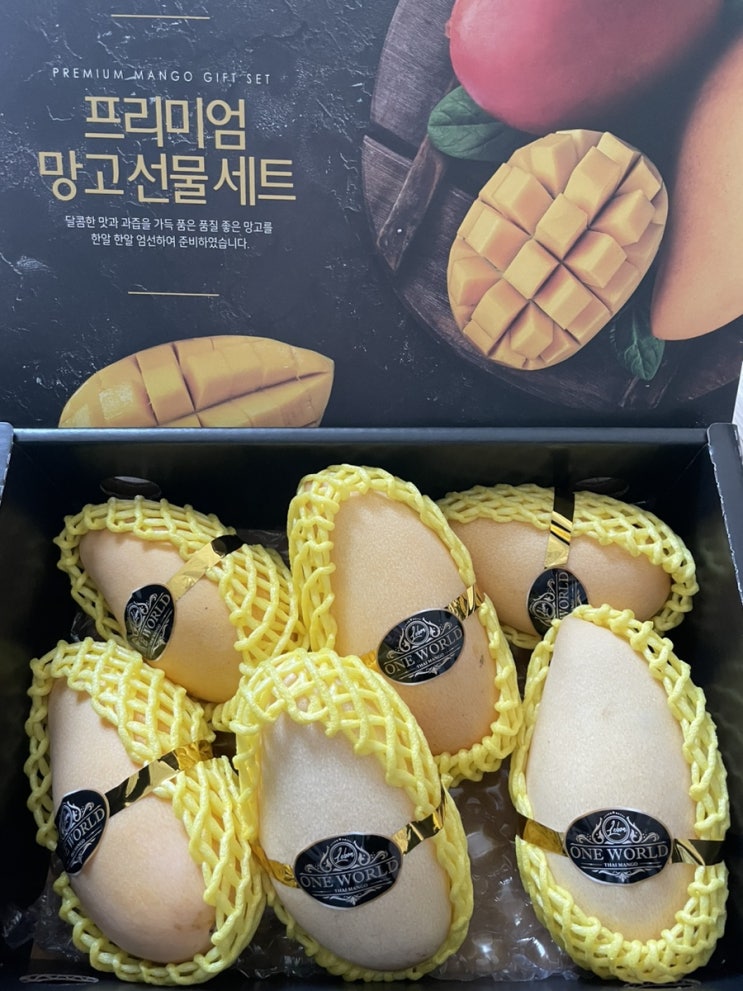  원월드 태국망고 vs 수플린 애플망고(카카오톡선물하기, 과일선물, 과일후기, 망고 선물세트, 과일선물세트비교후기)