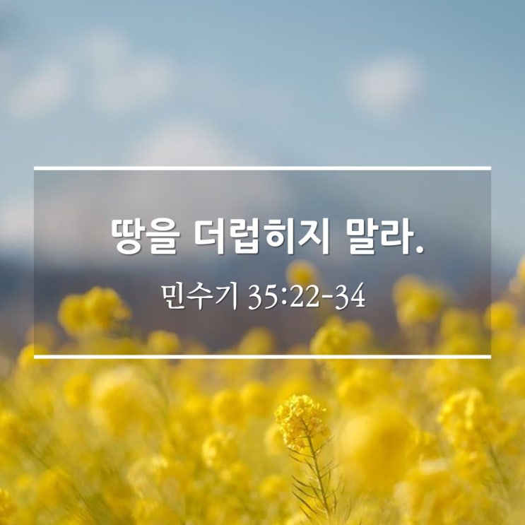  땅을 더럽히지 말라 / 민 35:22-34