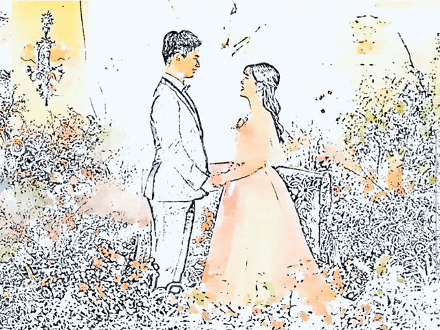 [결혼준비 #4] 셀프 청첩장을 위한 무료 웨딩 일러스트 제작! 수채화 효과 & 필터 앱 QniPaint 활용하기