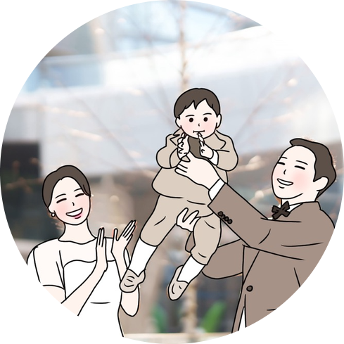  드로잉 일러스트 꽃다은오늘에서 가족 드로잉 주문 제작했어요.