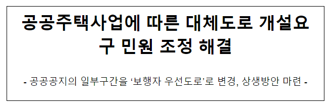 공공주택사업에 따른 대체도로 개설요구 민원 조정 해결 공공주택사업에 따른 대체도로 개설요구 민원 조정 해결