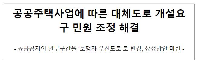 공공주택사업에 따른 대체도로 개설요구 민원 조정 해결