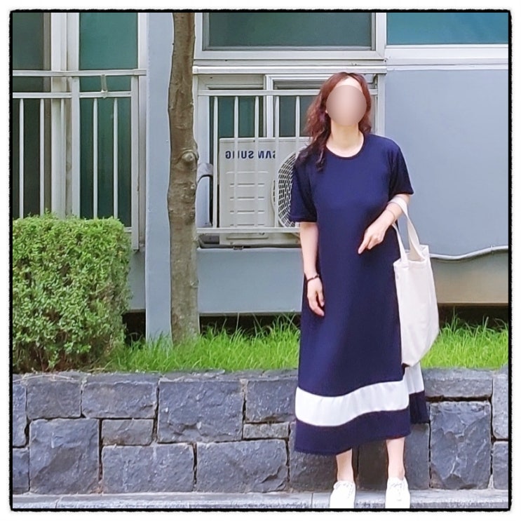  에끌로아 원피스 칼린 배색 롱원피스 엄마등원룩 딱이에요