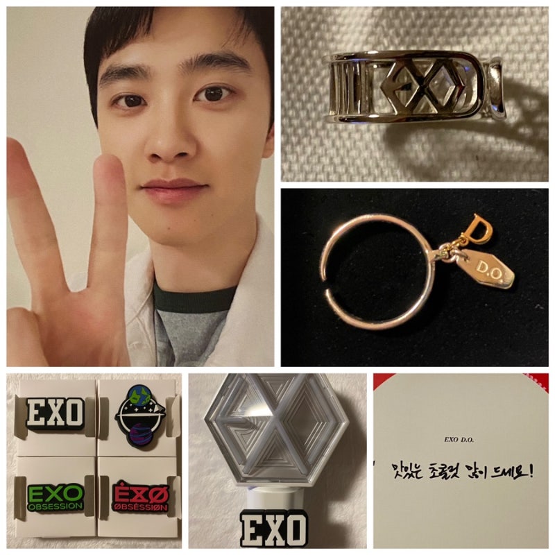 [엑소굿즈] 118. 엑소11주년 엑소클락 공식굿즈4 - 데뷔일 기념링 & 디오포카드볼 (with 실리콘캡....