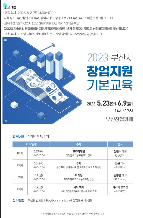 [부산] 2023년 3회차 기술창업 인큐베이팅 기본교육 안내