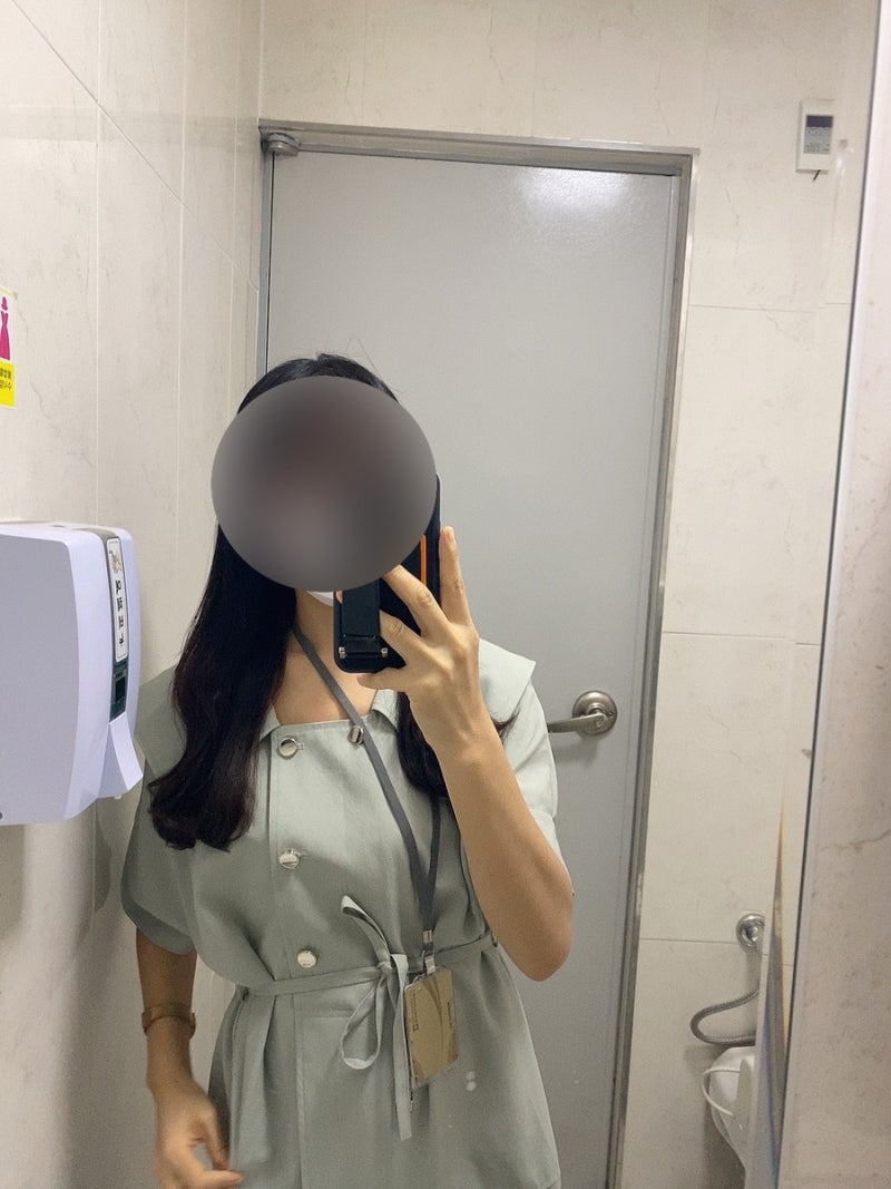 [230526] 18도데일리룩/직장인 5월 일상 데일리룩/5월ootd/시스템st 빅카라 원피스 민트색