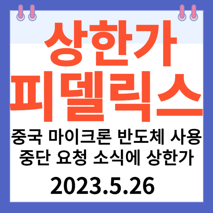 피델릭스 주가차트 "중국 마이크론 반도체 사용 중단 요청 소식에 상한가"