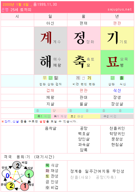 아이들 슈화 사주 - 계해일주
