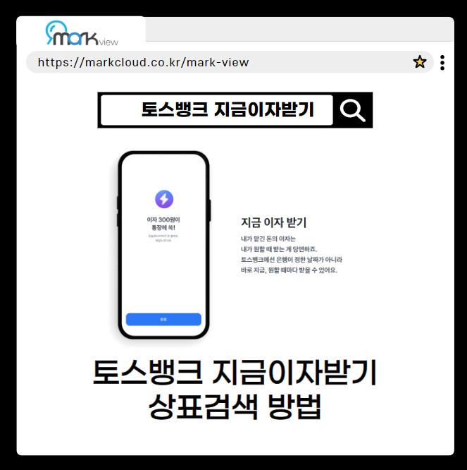  토스뱅크 지금이자받기를 활용한 마크뷰 상표검색