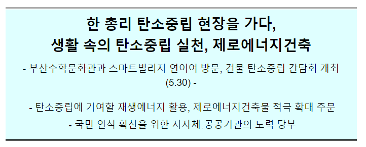 제로에너지 건축물 현장 방문(5.30(화) 15:10, 부산수학문화회관, 에코델타 스마트빌리지)