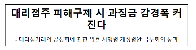 대리점법 시행령 개정안 국무회의 통과