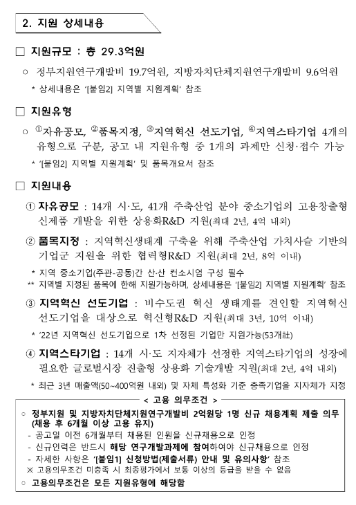 [대전ㆍ충남ㆍ경남] 2023년 2차 지역특화산업육성+(R&D) 자유공모 지원계획 통합 공고