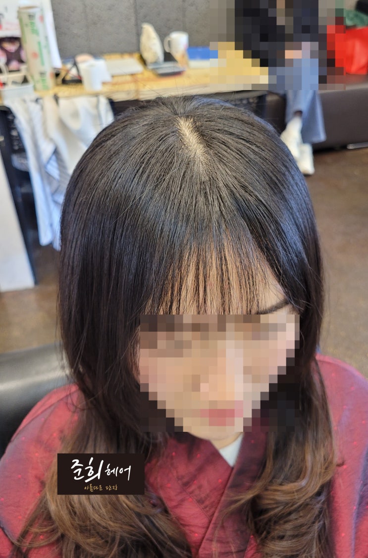  앞머리 모류교정+뿌리볼륨링거펌 김포 장기동 미용실 준희헤어