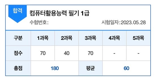  [컴퓨터활용능력 1급] 컴활 1급 필기 직장인 3주 독학(공부방법, 시험후기, 시험결과, 요약집 pdf)