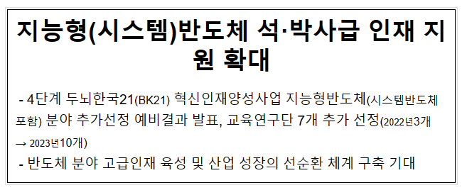 지능형(시스템)반도체 석·박사급 인재 지원 확대_교육부 지능형(시스템)반도체 석·박사급 인재 지원 확대_교육부