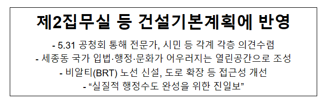 제2집무실 등 건설기본계획에 반영