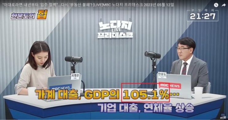  현재 부동산 상황...가계대출 규모는  105.1%