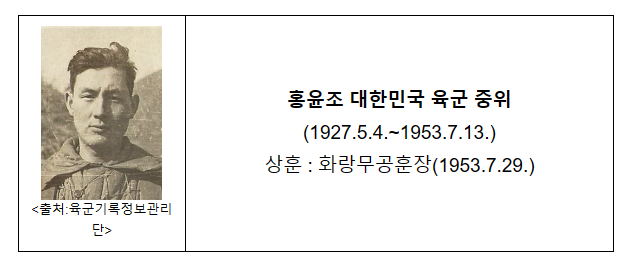 2023년 6월의 6·25전쟁영웅 <홍윤조 대한민국 육군 중위> 선정 2023년 6월의 6·25전쟁영웅 <홍윤조 대한민국 육군 중위> 선정