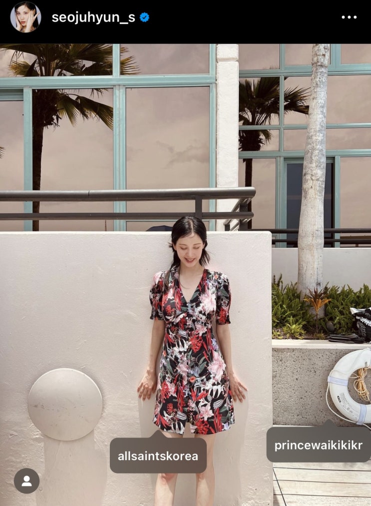 170 키큰녀 여자 연예인 서현 여름 청바지 꽃무늬 미니 원피스