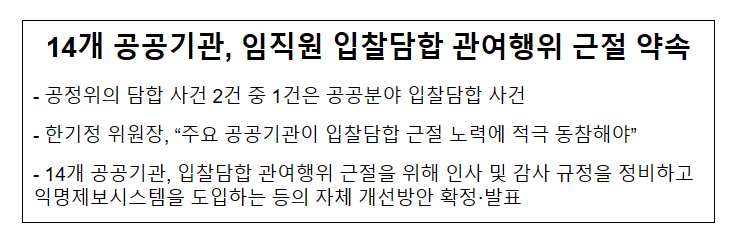 공공분야 입찰담합 관여행위 개선방안 선포식 개최