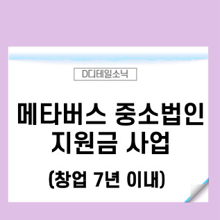  메타버스 초기기업 인프라 지원금 신청(창업 7년 이내 중소기업)