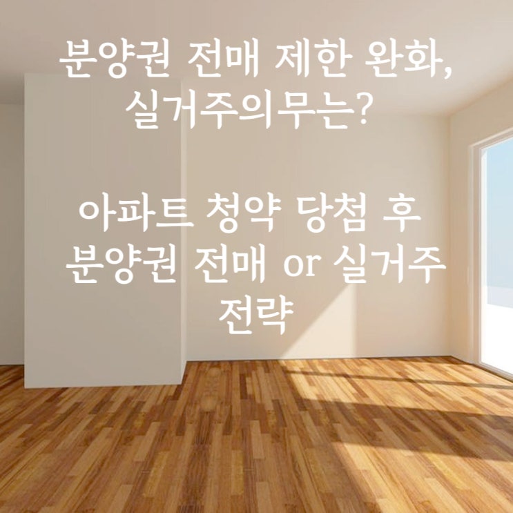  분양권 전매 제한 완화, 실거주의무는? 아파트 청약 당첨 후 분양권 전매 or 실거주 전략