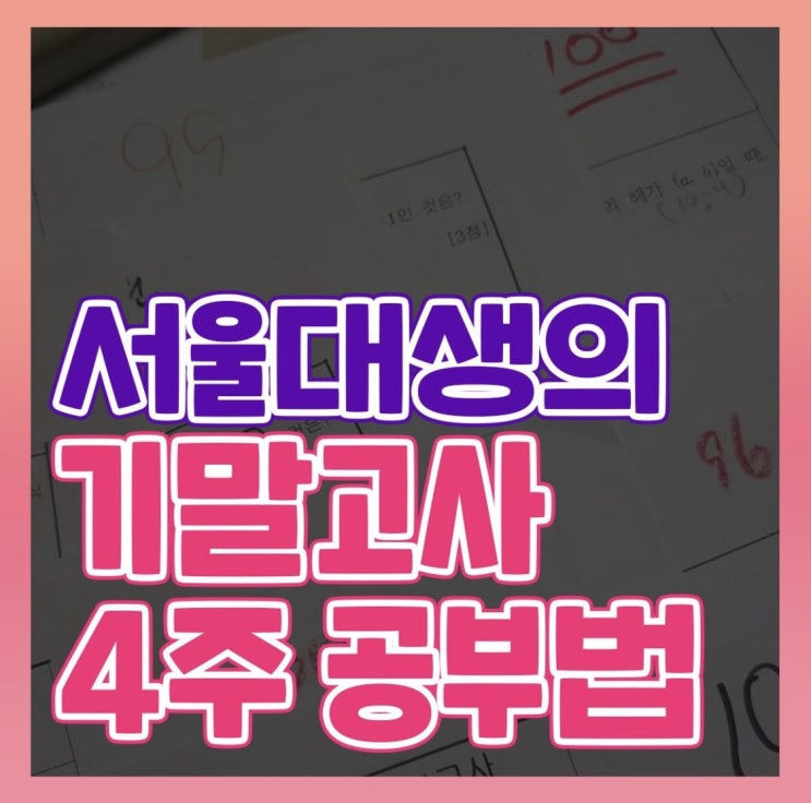  [기말고사 4주 공부법] 서울대생의 기말고사 공부법-기말고사 과목별 공부법-수학, 국어, 영어, 탐구, 암기과목 공부법