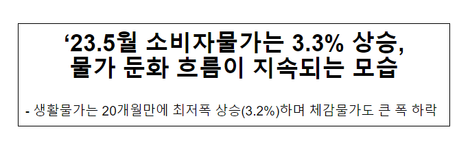 ’23.5월 소비자물가 동향 ’23.5월 소비자물가 동향