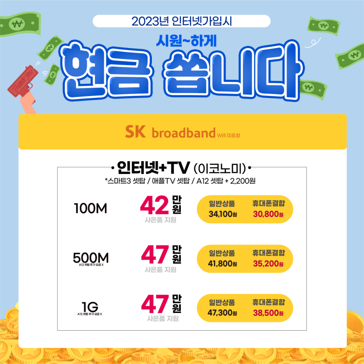 SK LG KT 인터넷TV 가입시 요금 및 혜택비교 방법