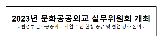 2023년 문화공공외교 실무위원회 개최 2023년 문화공공외교 실무위원회 개최