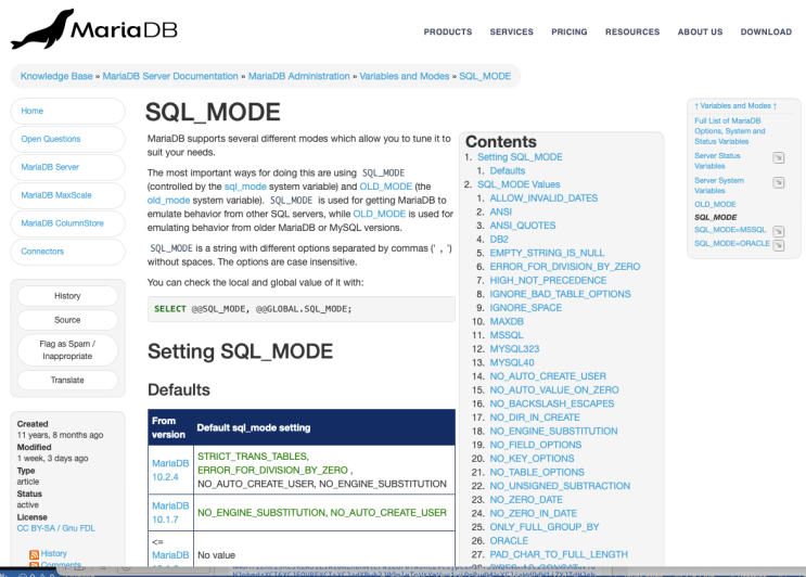  MariaDB datetime insert error