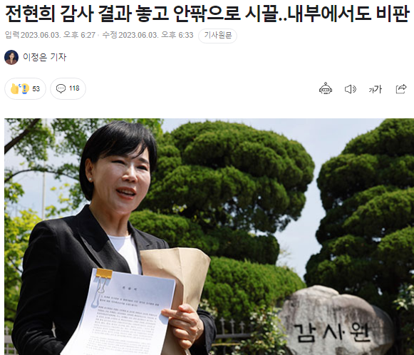 <b>국민권익위원장</b> <b>전현희</b> '불문결정'과 대한민국 감사원의 몽니