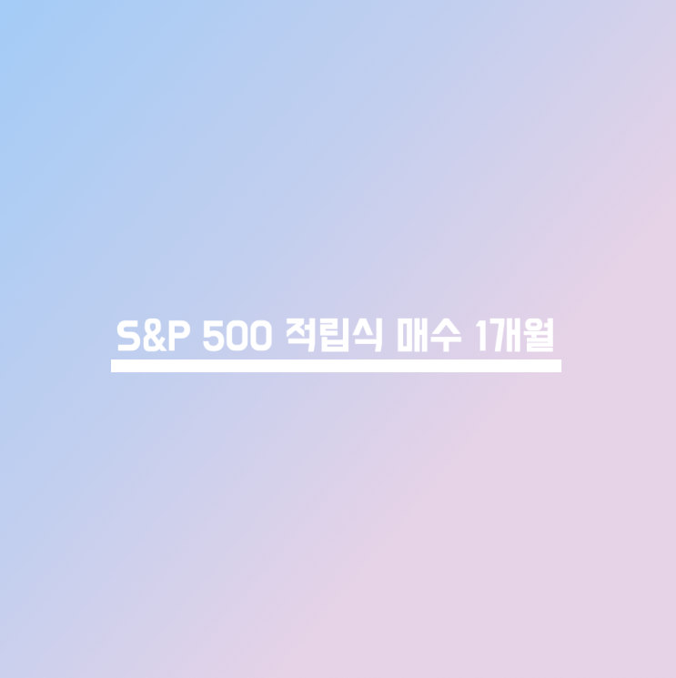  [적립식 매수 1개월차] S&P500 추종 IVV