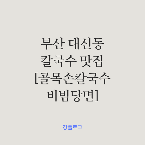  부산 대신동 칼국수 맛집 / 비빔당면과 김치말이김밥은 별미! 골목손칼국수