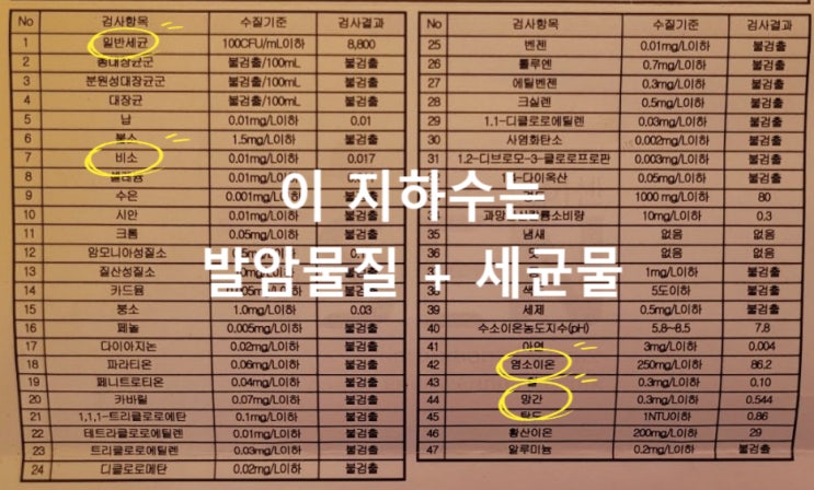  지하수수질검사 일반세균(지하수살균기) 지하수비소(발암물질)필터 정수 (답변)