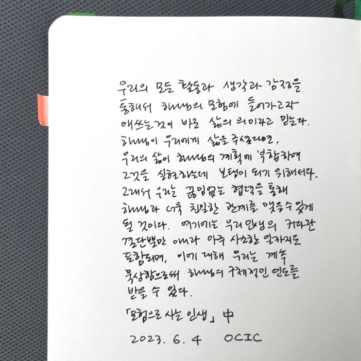  [ 릴레이 필사 챌린지 ] 모험으로 사는 인생