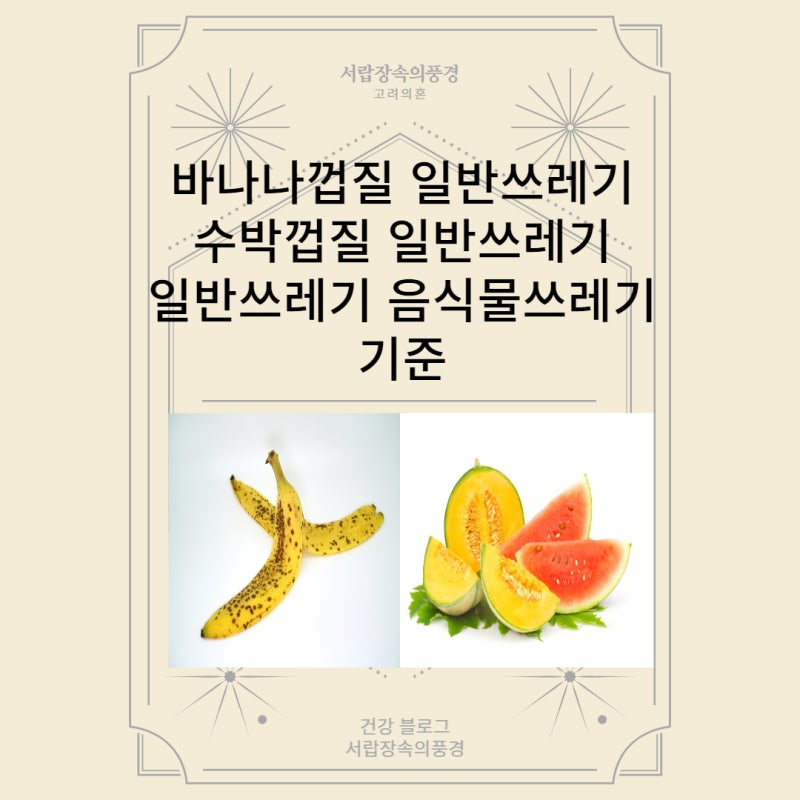 바나나껍질 일반쓰레기 수박껍질 일반쓰레기 일반쓰레기 음식물 쓰레기 기준 헷갈리는 쓰레....