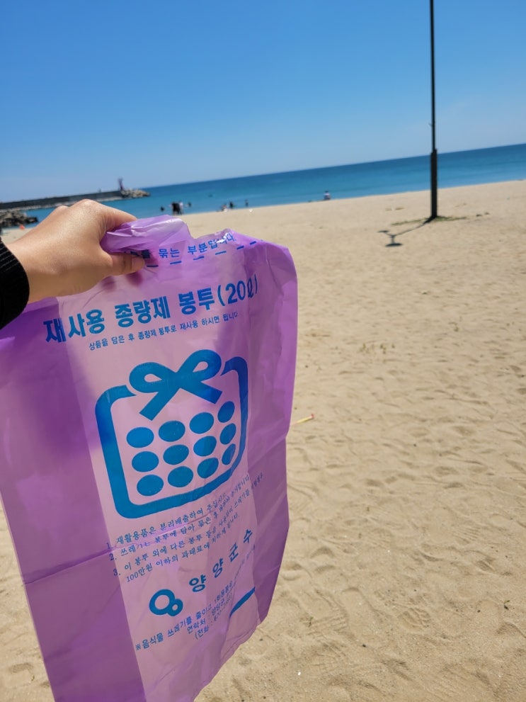  양양 인구해변 플로깅 도전, 나 홀로 쓰레기 줍기