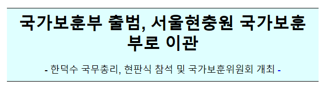 국가보훈부 출범 서울현충원 국가보훈부로 이관