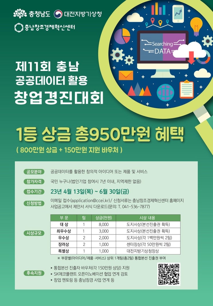 충남 공공데이터 활용 창업 경진대회 개최… 1등 상금 800만원, 바우처 150만원