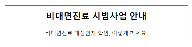 비대면진료 시범사업 안내 비대면진료 시범사업 안내