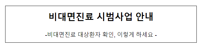 비대면진료 시범사업 안내