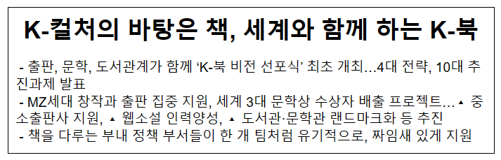 K-컬처의 바탕은 책, 세계와 함께 하는 K-북_문화체육관광부 K-컬처의 바탕은 책, 세계와 함께 하는 K-북_문화체육관광부