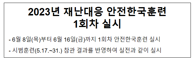 2023년 재난대응 안전한국훈련 1회차 실시