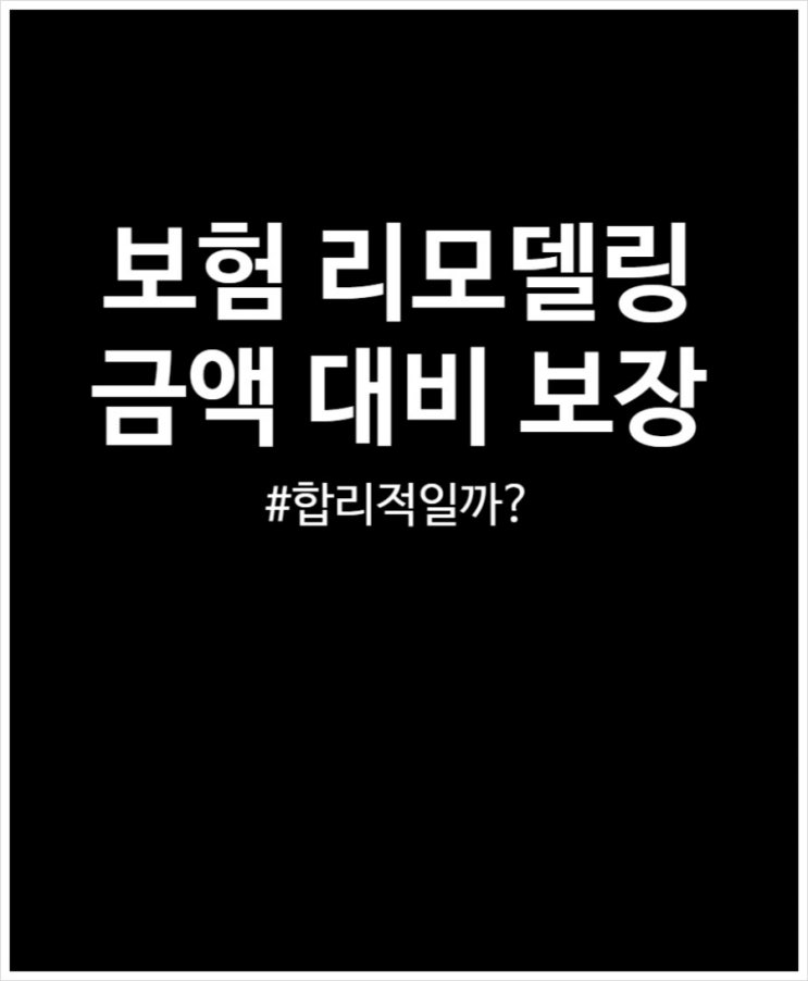  보험 리모델링 후기 (금액 대비 보장)