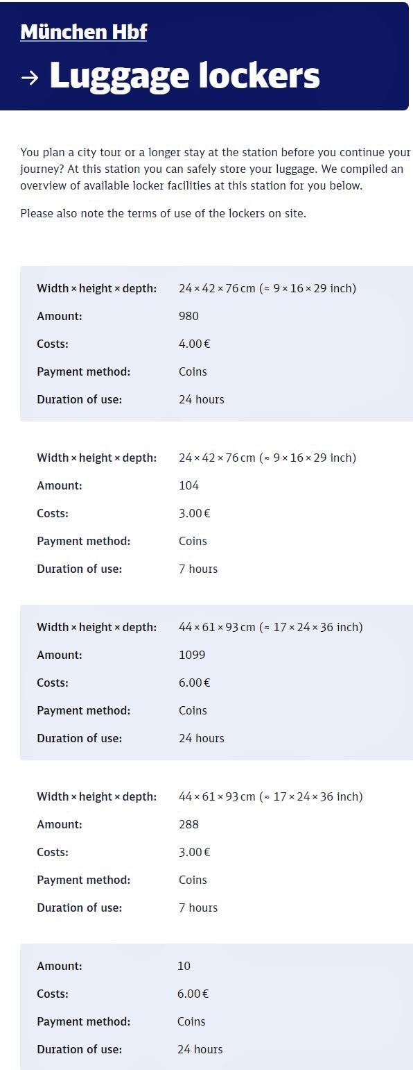 뮌헨 중앙역 짐 보관 코인락커 위치, 가격 정보 : 네이버 블로그