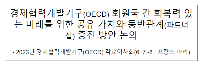 경제협력개발기구 회원국 간 회복력 있는 미래를 위한 공유 가치와 동반관계 증진 방안 논의